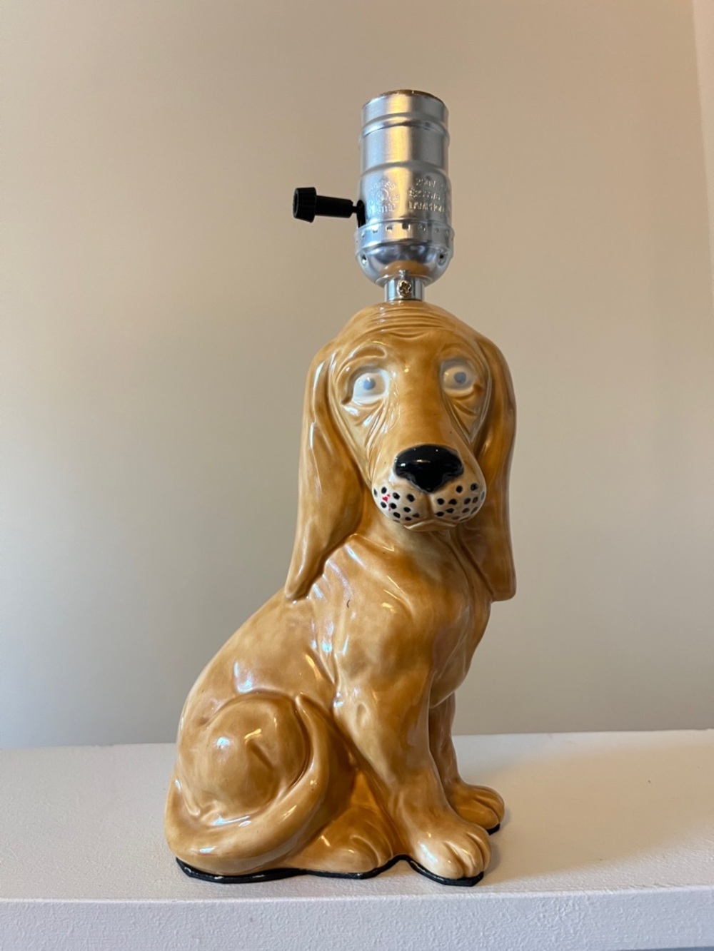 Ceramic Dog Lamp - Tan Sitting Hound